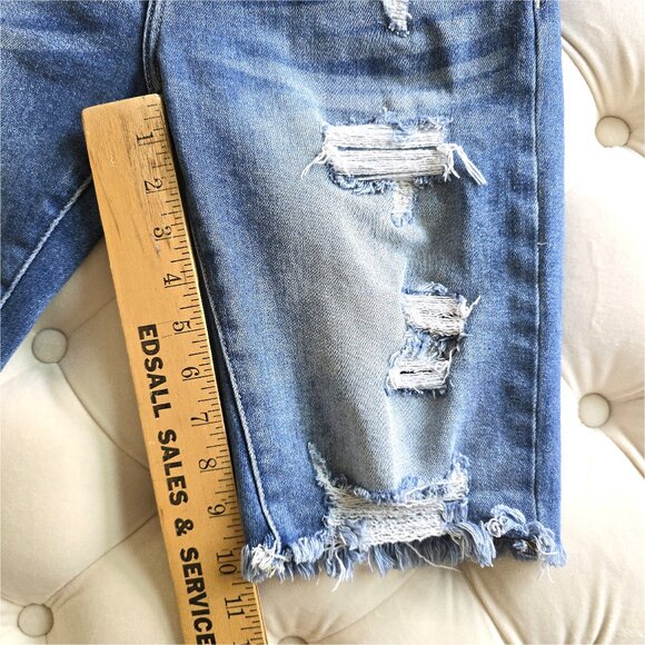 KANCAN The Buckle Distressed Denim Bermuda Jean Shorts 26 - Picture 15 of 15